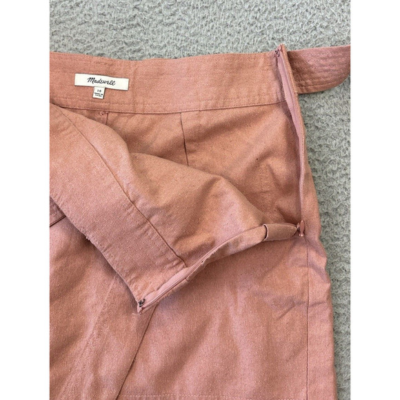 Madewell Portside Faux Wrap Skirt Womens Size 10 Blush Pink Raw Silk Mini - Picture 3 of 10